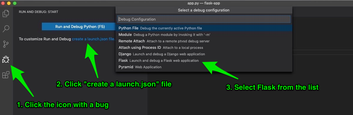 Create launch.json file