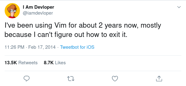 Joke about quitting Vim